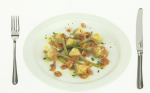 Artichokes with ham (300 grams) - 15.6 grams of protein and 10 grams of carbs.